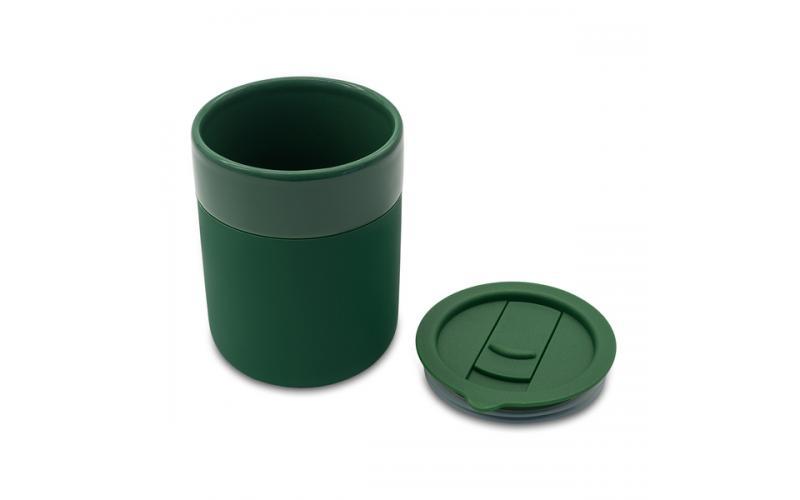 Kubek ceramiczny Caldo 370 ml, ciemny zielony